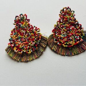 Bohemian Beaded Tassel Earrings for Women Big Statement Earrings